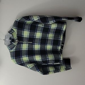 American Eagle Xs Womens Crop top Sweater navy and green squares.